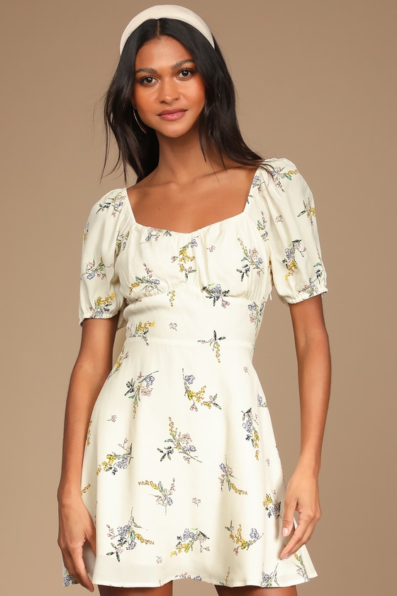 floral puff sleeve dress
